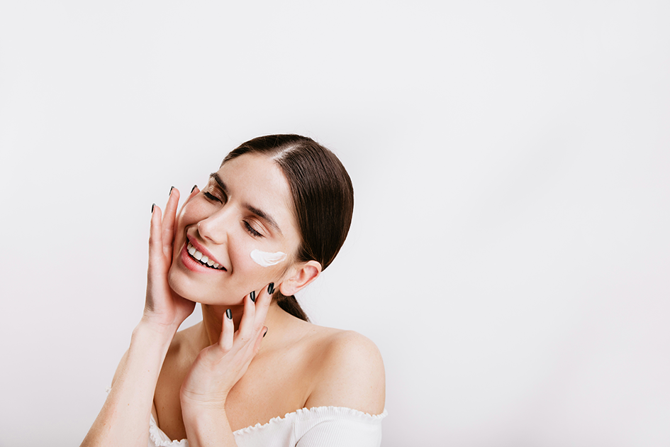 Woman with healthy glowing skin in natural light