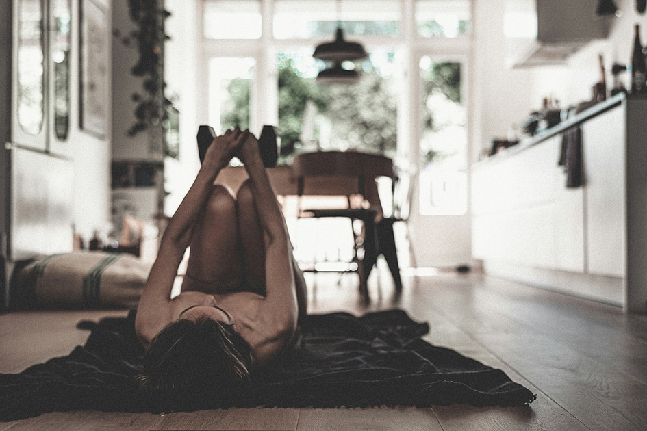 Woman doing a simple home workout routine