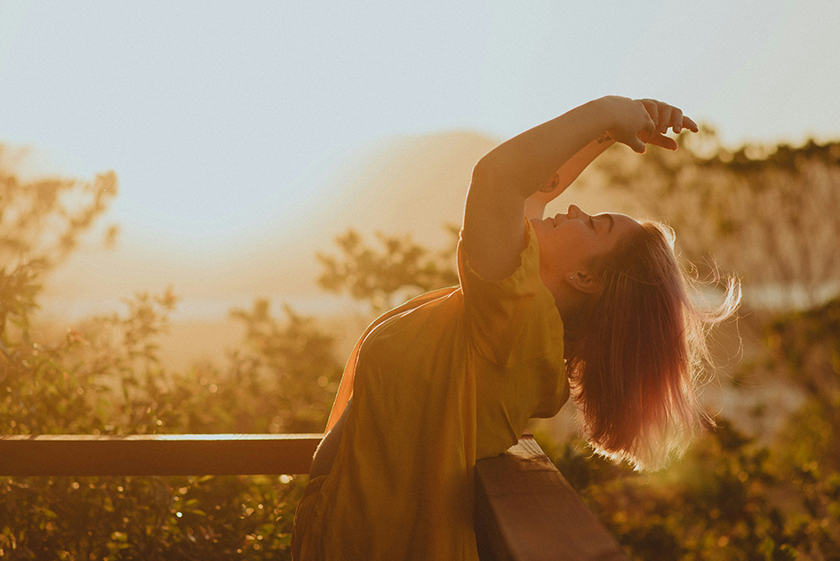 Woman enjoying a calm and healthy morning routine