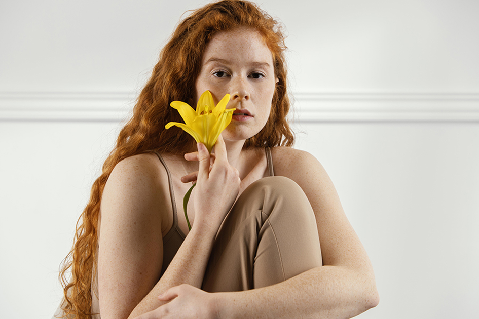 woman with flower